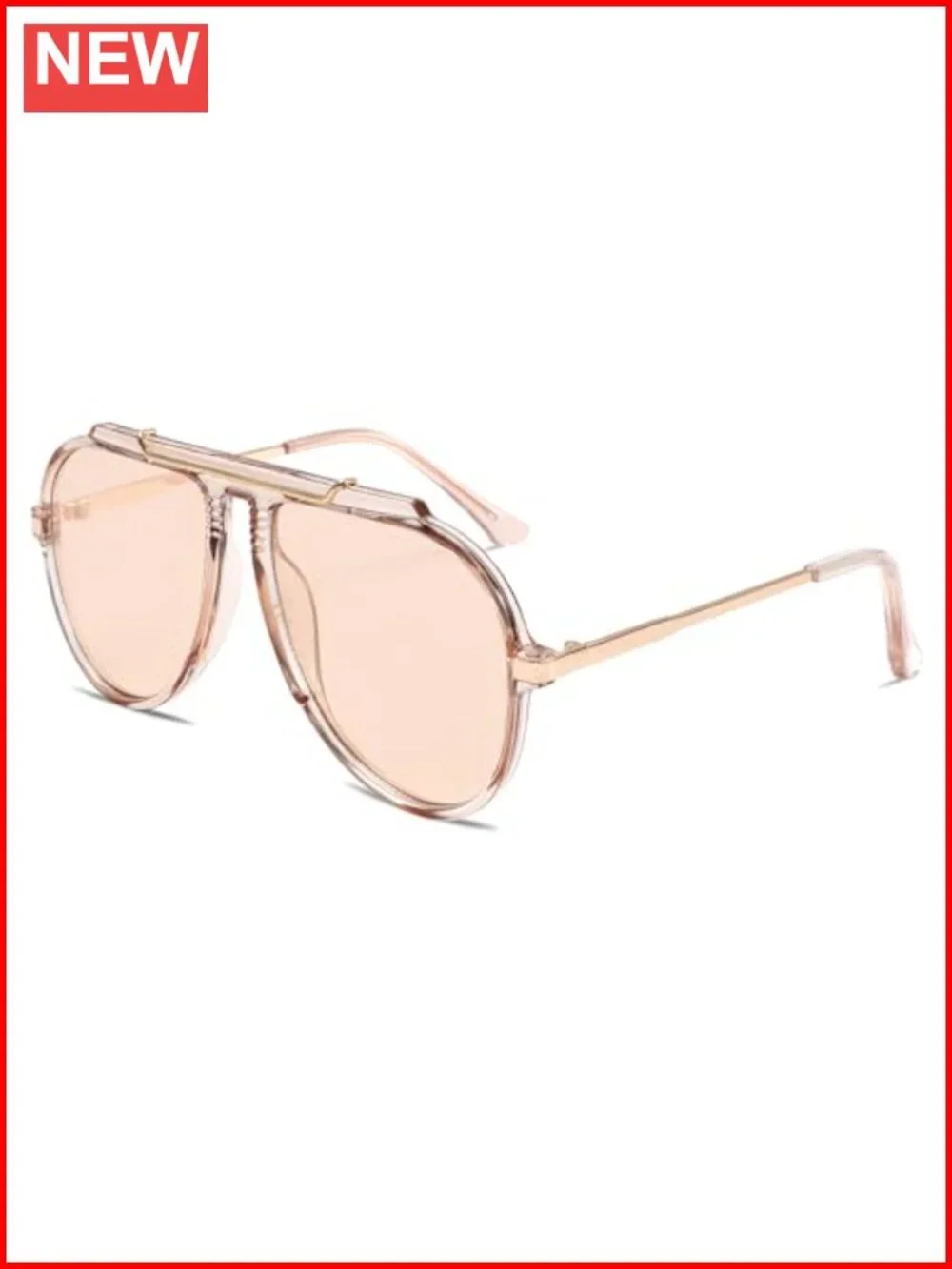 Retro 70s Oversized Aviator Sunglasses Gold Metal Tangle-Free UV400